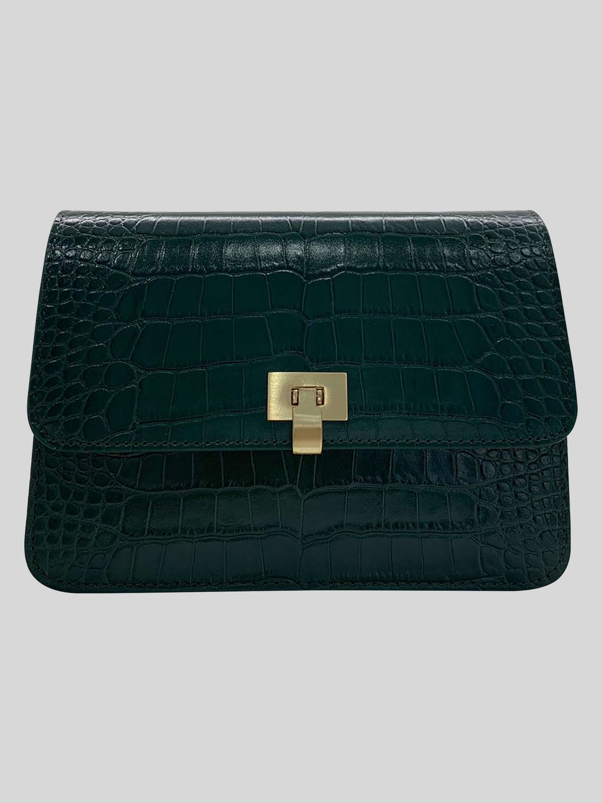 Sample Sale Venice Croc Effect Leather Bag Green - Contento London