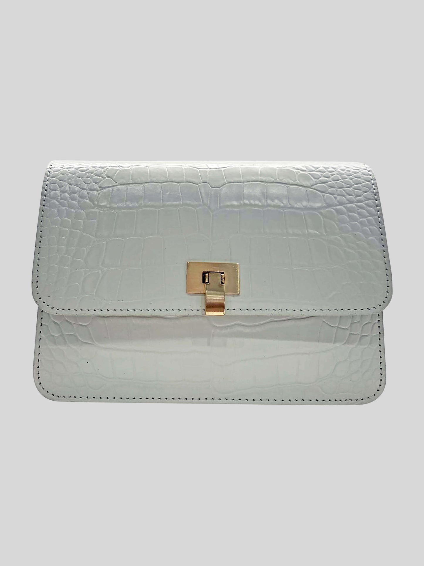 Personalise Venice Croc Effect Leather Bag White - Contento London